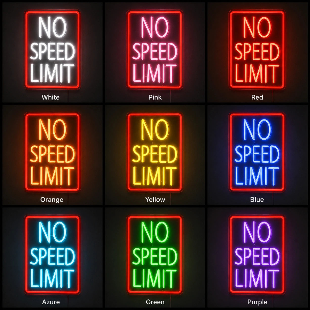 No Speed Limit Neon Sign LED Neon Sign color grid