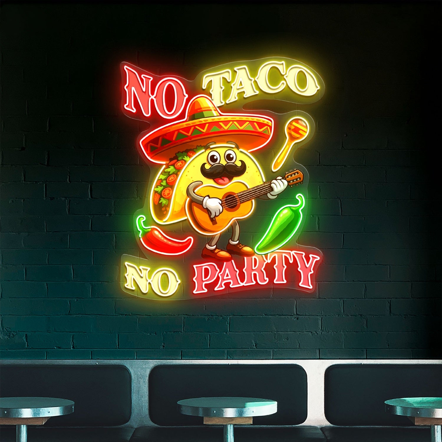 No Tacos No Party Acylic Led Neon Sign | Shineneon