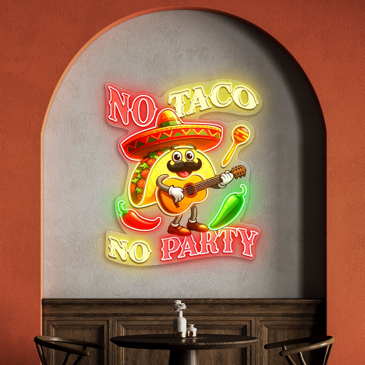 No Tacos No Party Acylic Led Neon Sign | Shineneon