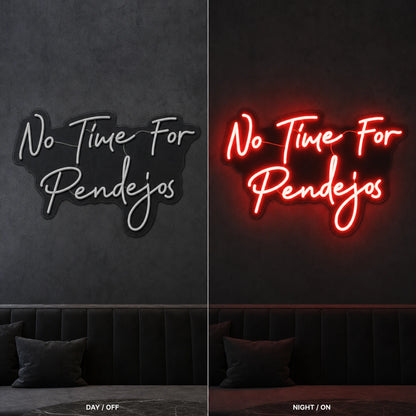 No Time For Pedigos LED Neon Sign Garage Man Cave Neon Sign day and night comparison
