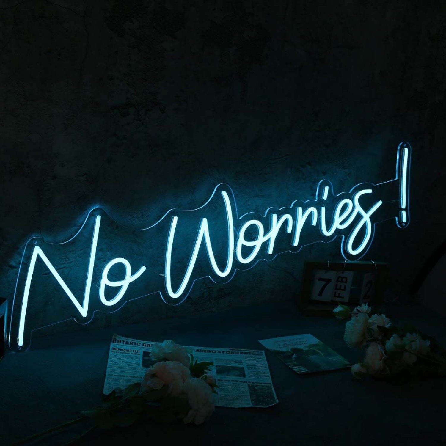 No Worries Blue Custom Neon Sign | Shineneon