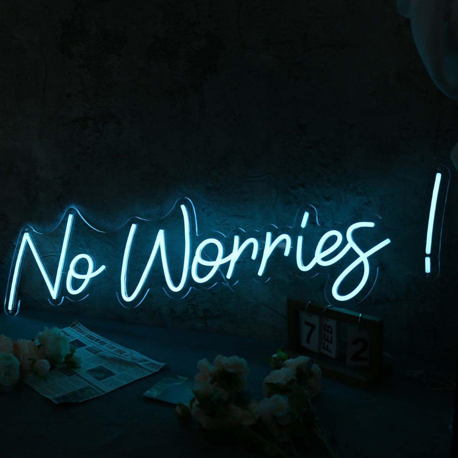No Worries Blue Custom Neon Sign | Shineneon