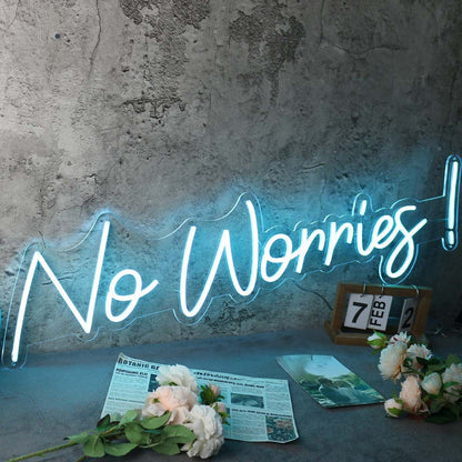 No Worries Blue Custom Neon Sign | Shineneon