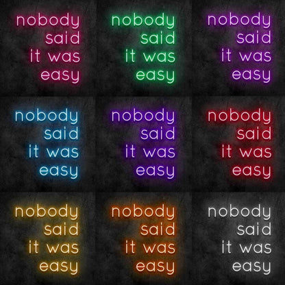 Nobody Said It Was Easy Led Neon Sign | Shineneon