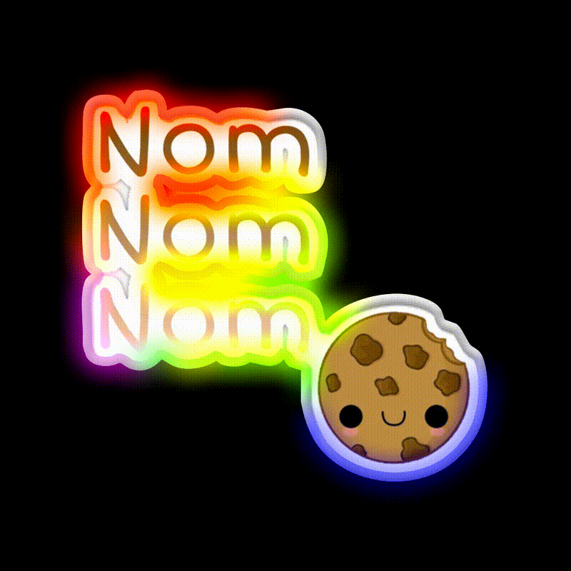 Nom Nom Nom Snack Food Led Neon Sign Rgb Color - LED neon sign close-up detail
