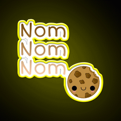 Nom Nom Nom Snack Food Led Neon Sign Rgb Color - Custom LED neon sign front view