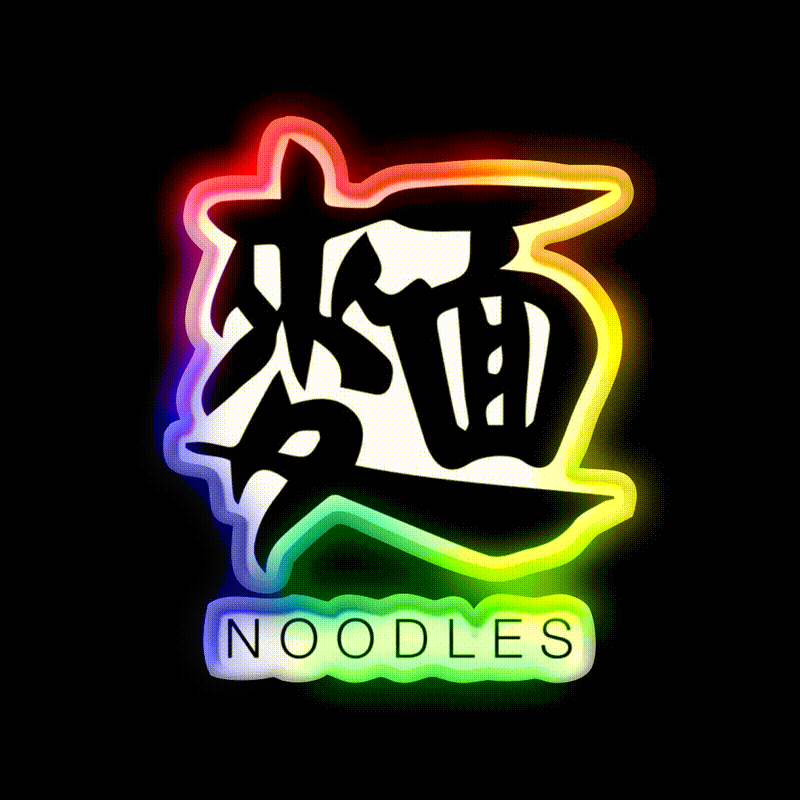 Noodles Chinese Black Calligraphy With English Led Neon Sign Chinese Food Rgb Color