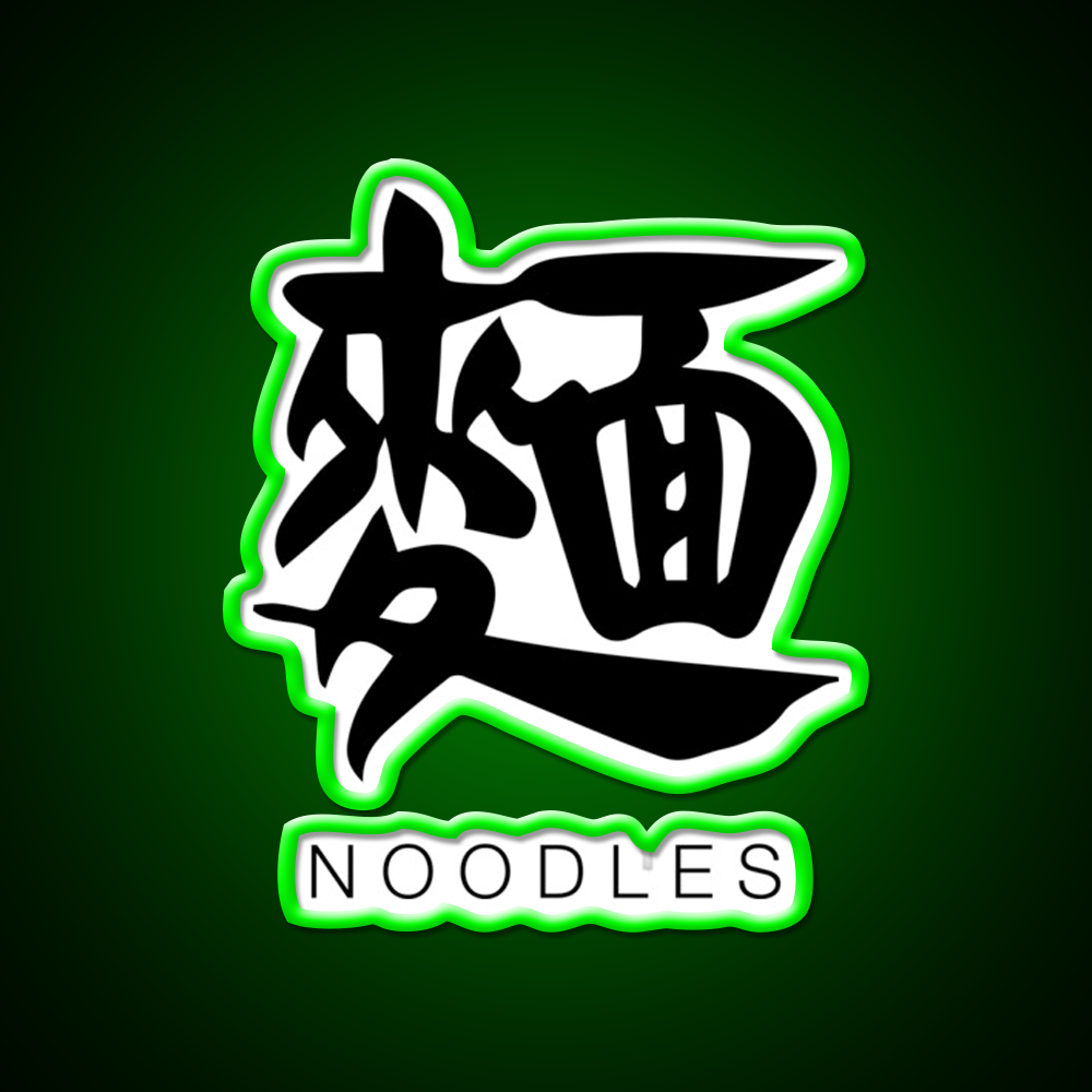 Noodles Chinese Black Calligraphy With English Led Neon Sign Chinese Food Rgb Color