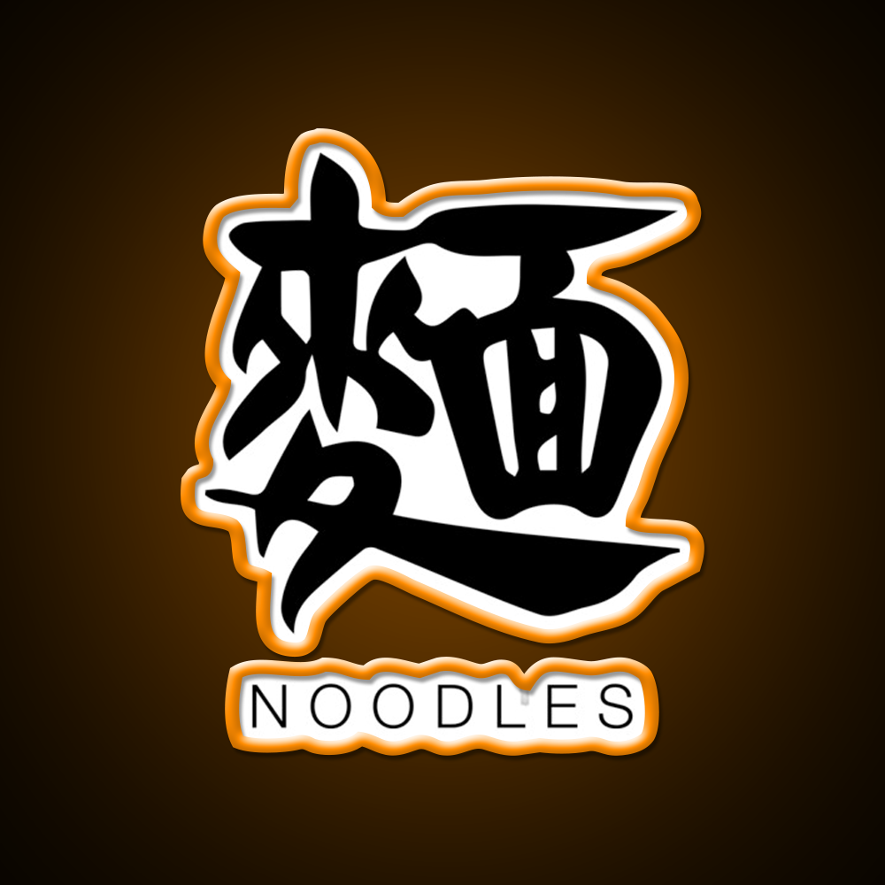 Noodles Chinese Black Calligraphy With English Led Neon Sign Chinese Food Rgb Color