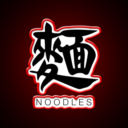 Noodles Chinese Black Calligraphy With English Led Neon Sign Chinese Food Rgb Color