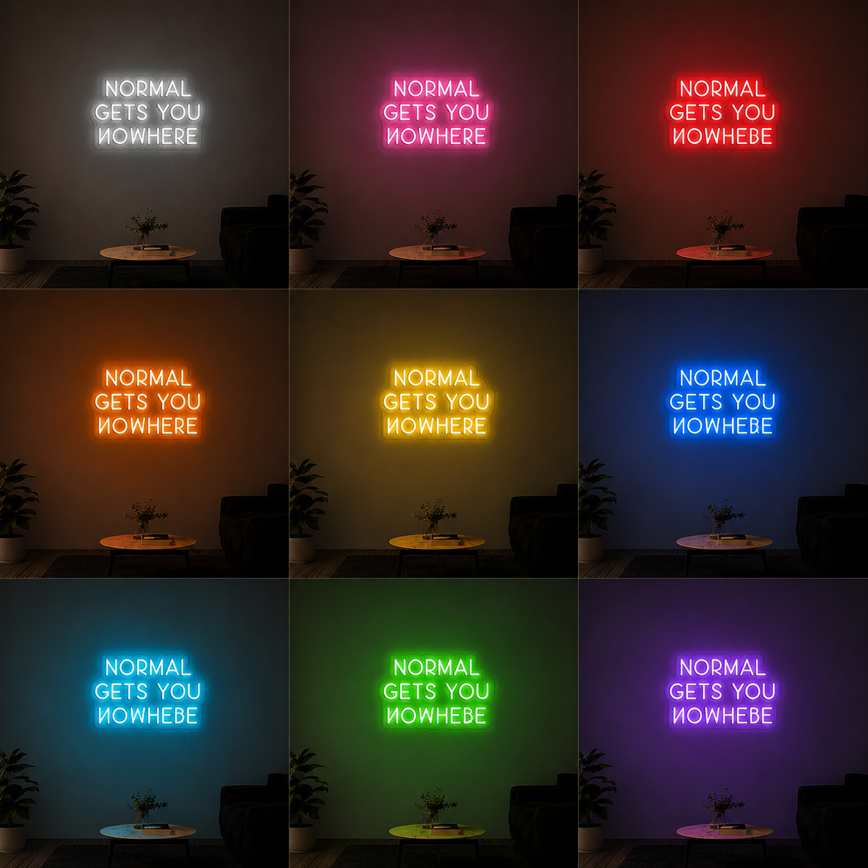 Normal Gets You Nowhere LED Neon Sign Bedroom Wall Art - 06 Day Night Comparison