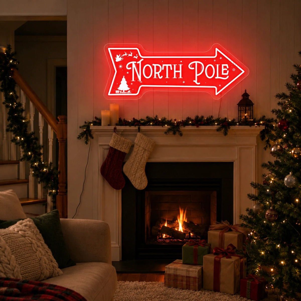 North Pole Arrow LED Neon Sign - Shineneon