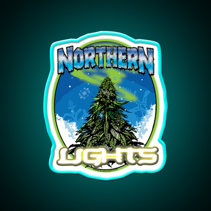 Northern Lights Strain Art Hemp Inspired Green Leaf Led Neon Sign Rgb Color - Size and dimension reference