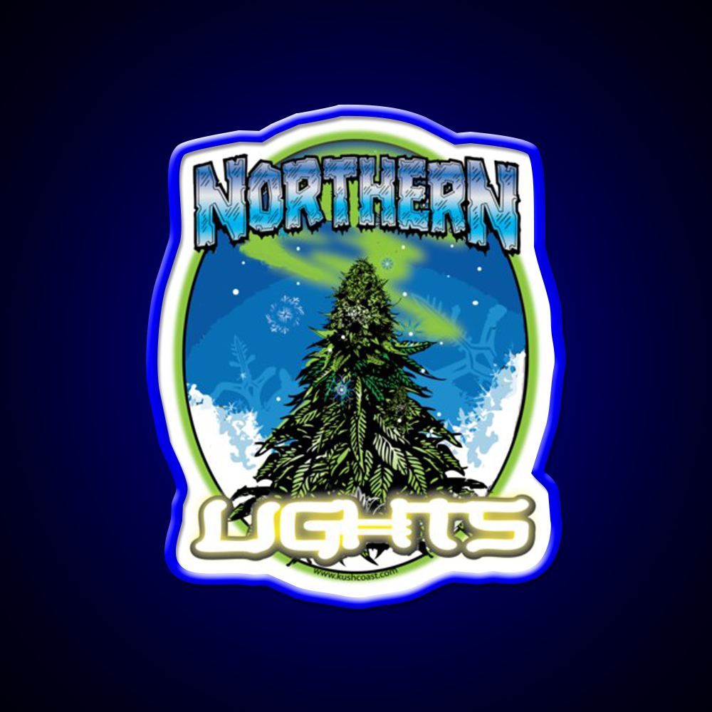 Northern Lights Strain Art Hemp Inspired Green Leaf Led Neon Sign Rgb Color