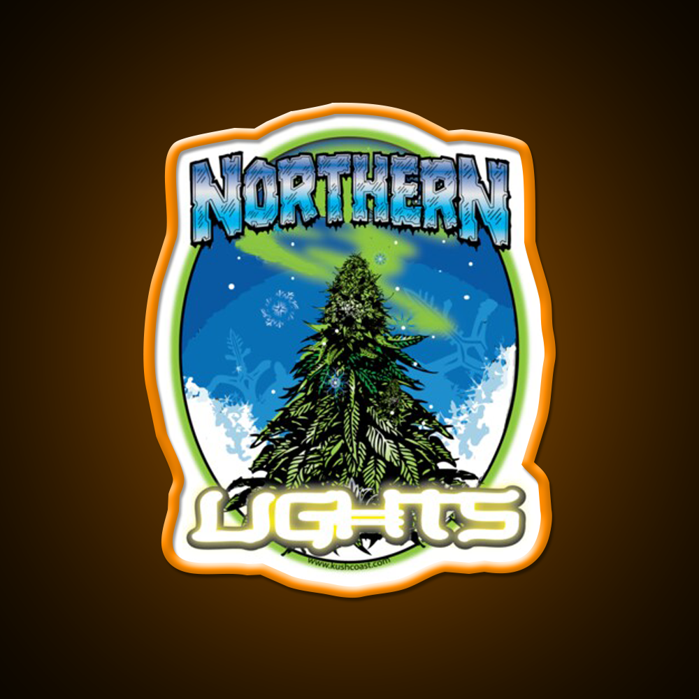 Northern Lights Strain Art Hemp Inspired Green Leaf Led Neon Sign Rgb Color - LED neon sign view 6