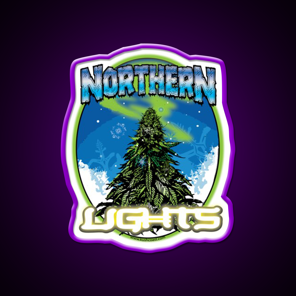 Northern Lights Strain Art Hemp Inspired Green Leaf Led Neon Sign Rgb Color - LED neon sign view 9