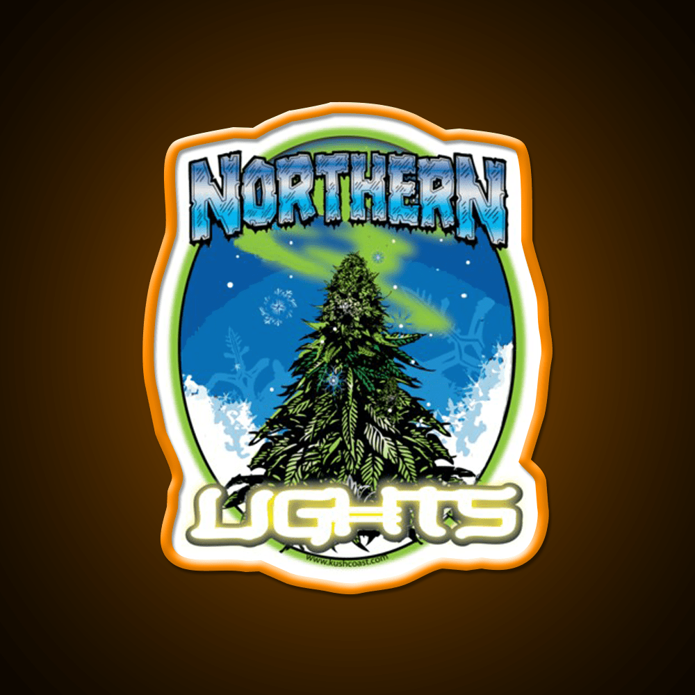 Northern Lights Strain Art Hemp Inspired Green Leaf Led Neon Sign Rgb Color - Shineneon