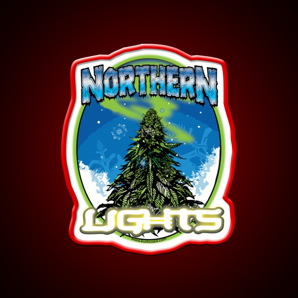 Northern Lights Strain Art Hemp Inspired Green Leaf Led Neon Sign Rgb Color - Shineneon