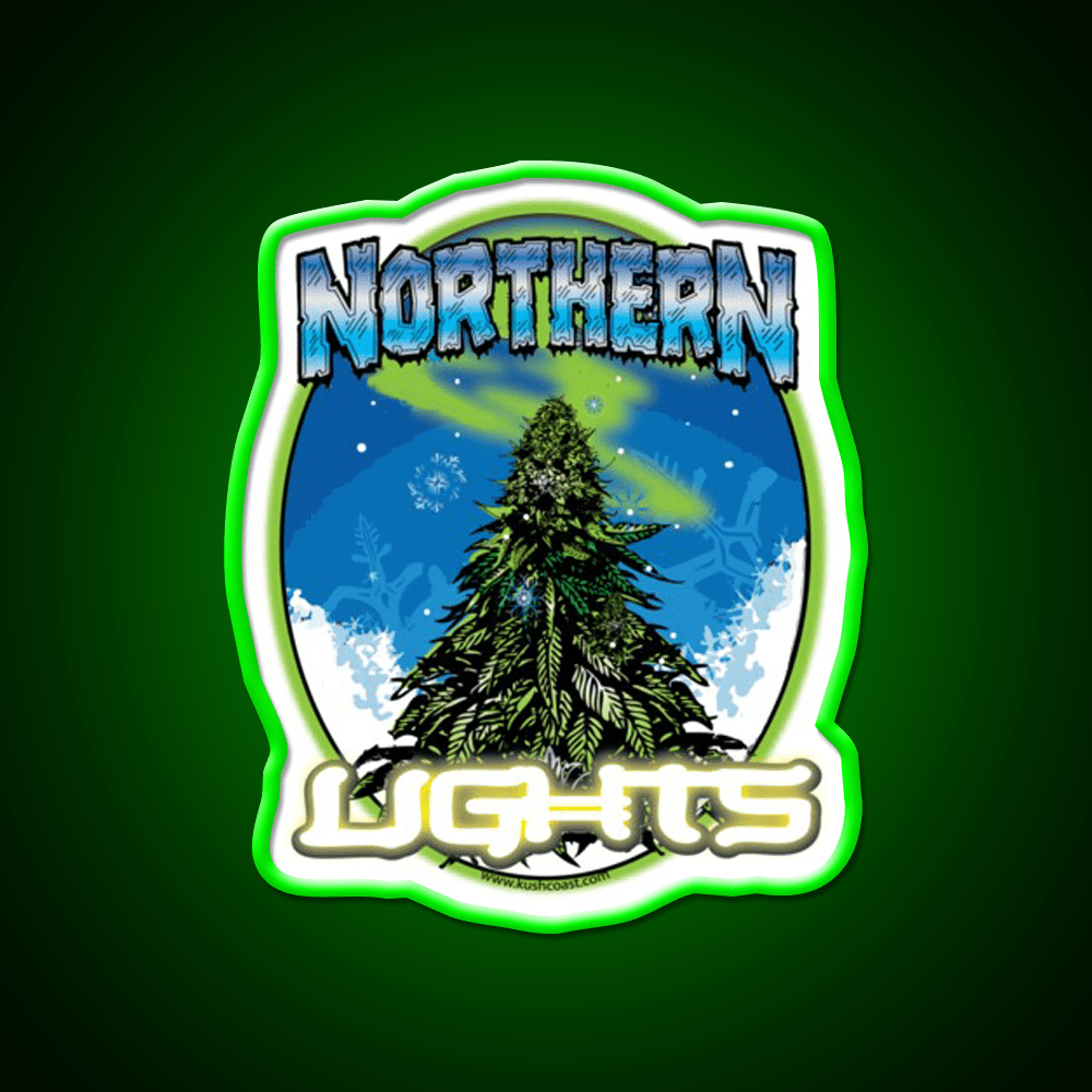 Northern Lights Strain Art Hemp Inspired Green Leaf Led Neon Sign Rgb Color - Shineneon