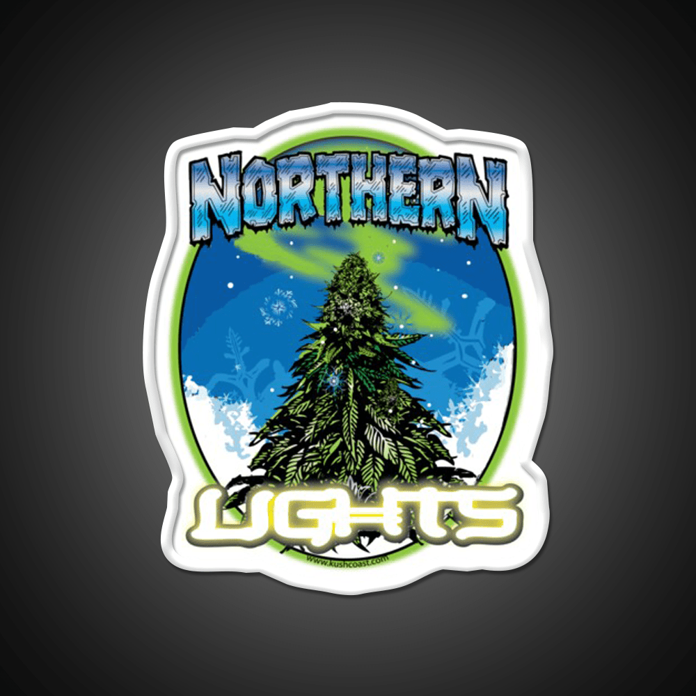 Northern Lights Strain Art Hemp Inspired Green Leaf Led Neon Sign Rgb Color - Shineneon