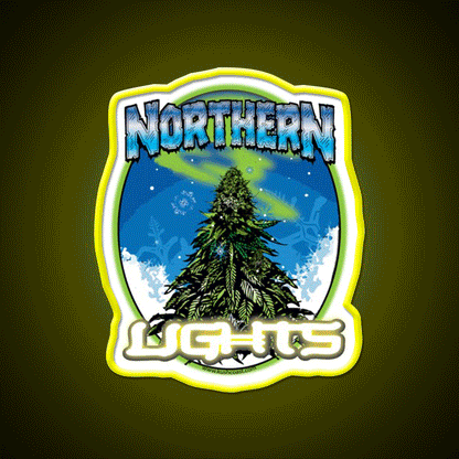Northern Lights Strain Art Hemp Inspired Green Leaf Led Neon Sign Rgb Color - Custom LED neon sign front view