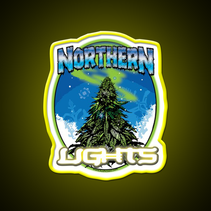 Northern Lights Strain Art Hemp Inspired Green Leaf Led Neon Sign Rgb Color - LED neon sign view 7