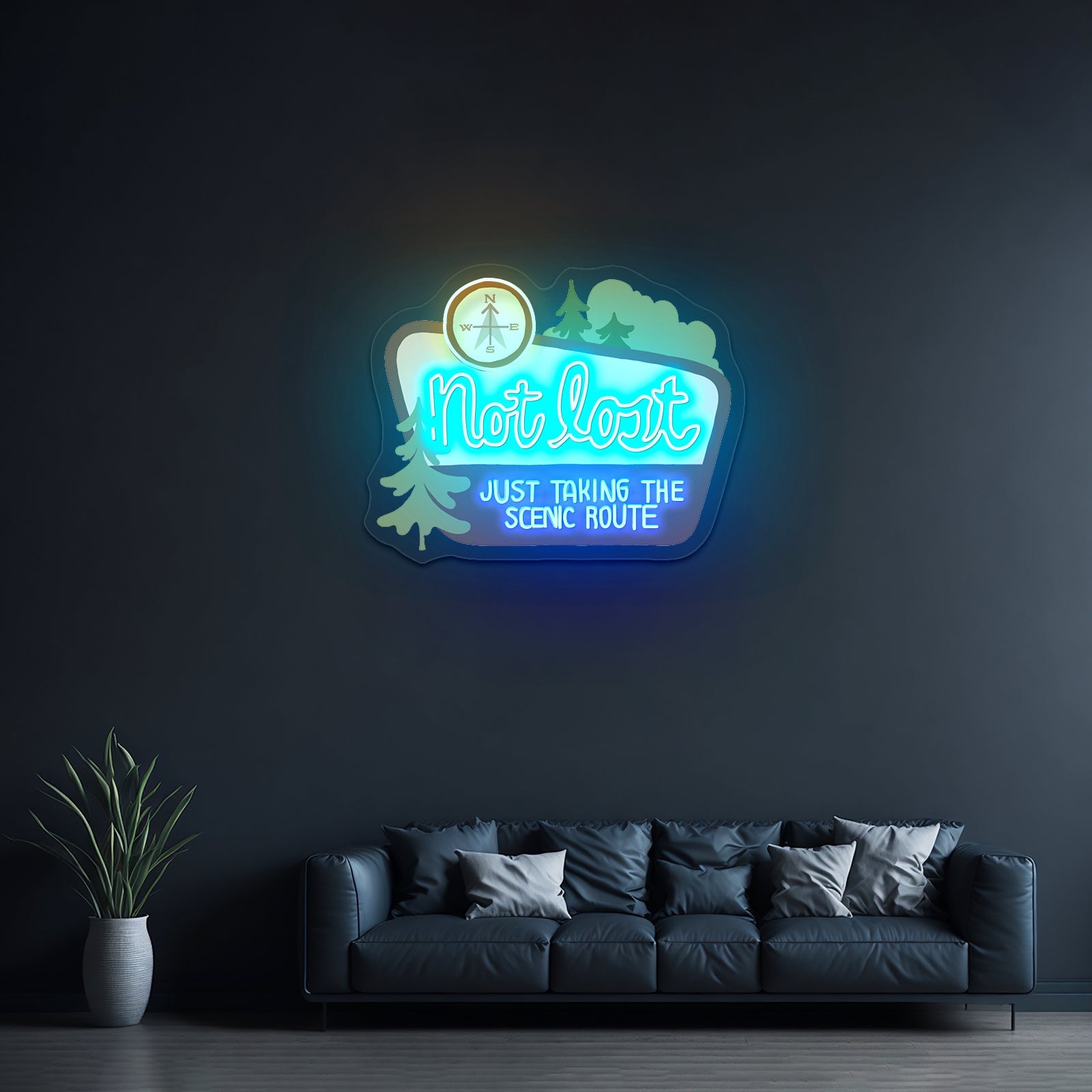 Not Lost Just Taking The Scenic Route Artwork Cool Neon Signs - Shineneon