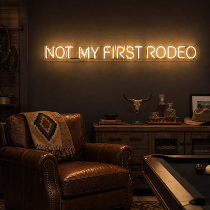 Not My First Rodeo LED Neon Sign Garage Man Cave Neon Sign real lifestyle scene