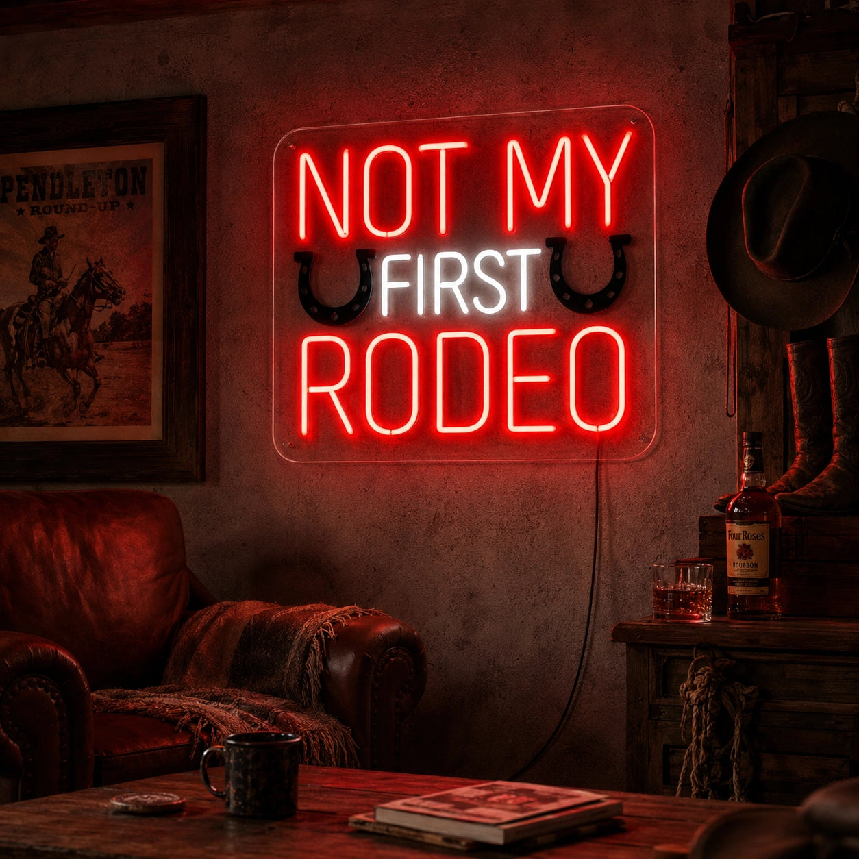 Not My First Rodeo Neon Sign LED Neon Sign real lifestyle scene