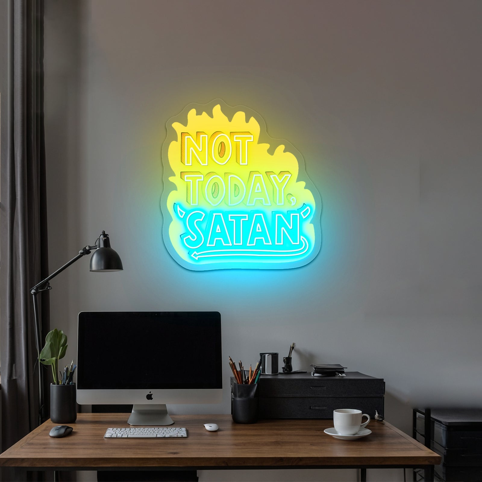 Not Today Satan Artwork Neon Signs For A Bar - Shineneon