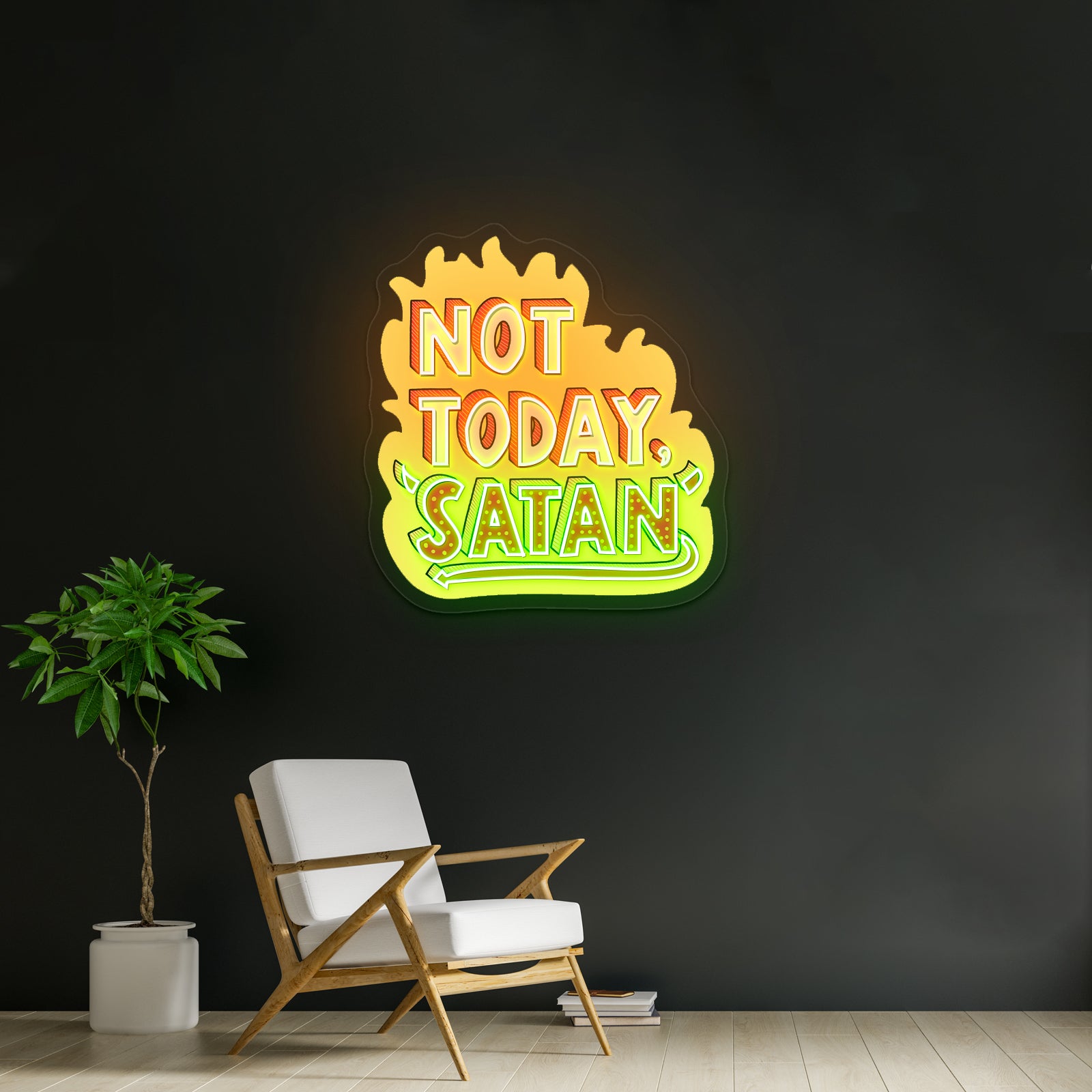 Not Today Satan Artwork Neon Signs For A Bar