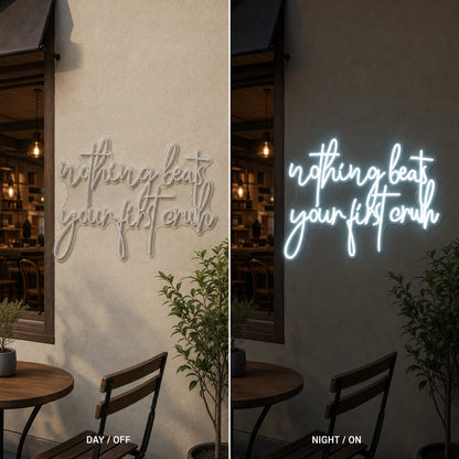 Nothing Beats Your Life Today LED Neon Sign Garage Man Cave Neon Sign day and night comparison