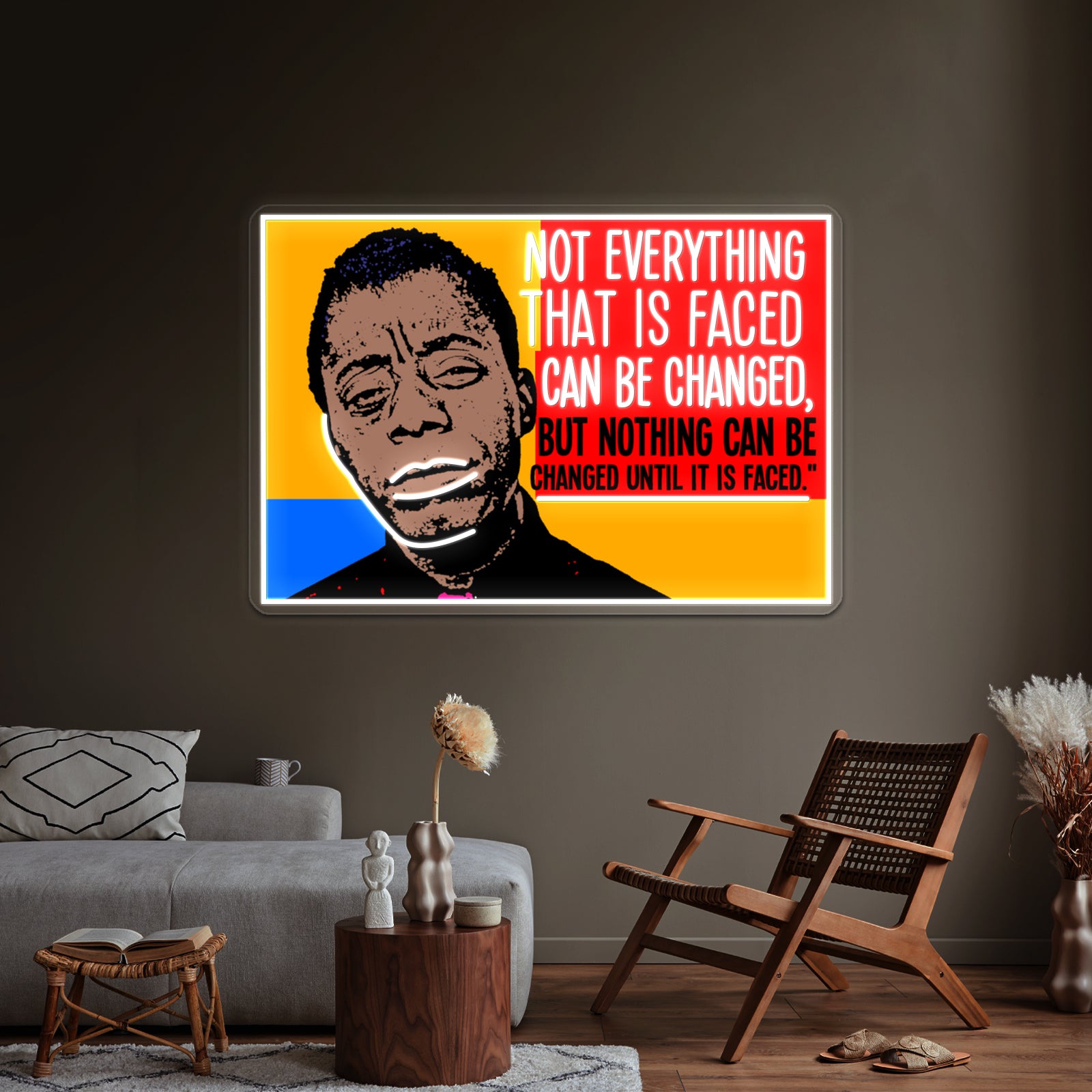Nothing Can Be Changed Until It Is Faced Artwork Business Led Sign | Shineneon