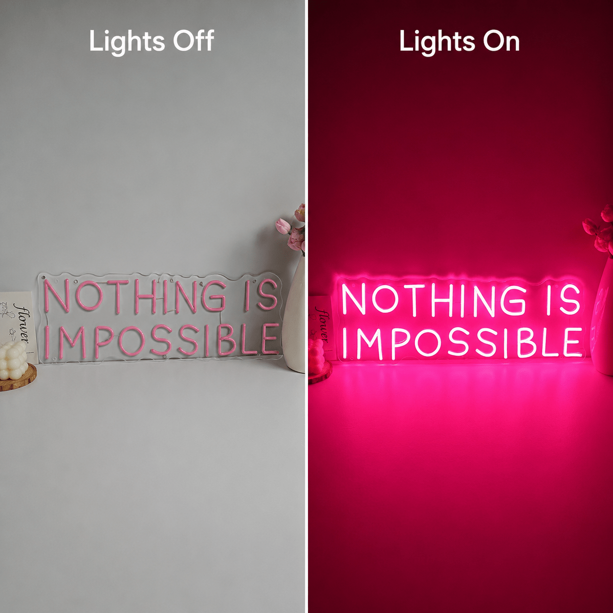 Nothing Is Impossible LED Neon Sign Bedroom Wall Art - Shineneon