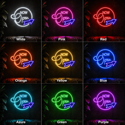 Now Open Arrow LED Neon Sign color grid