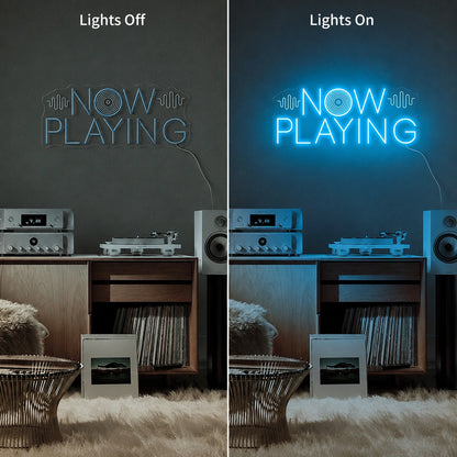 Now Playing Vinyl Neon Sign LED Neon Sign day and night comparison