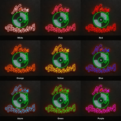 Now Spinning Record Player LED Neon Sign color grid