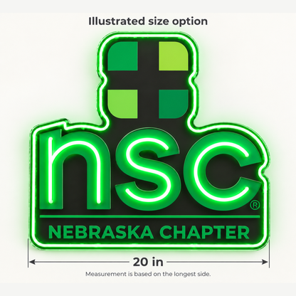 Nsc Nebraska Chapter Custom LED Neon Sign | 1dc9bea422a99187c88f6cb74a829a677ee1b5dcd24cc0e4fd6191359d445642 | dimensions