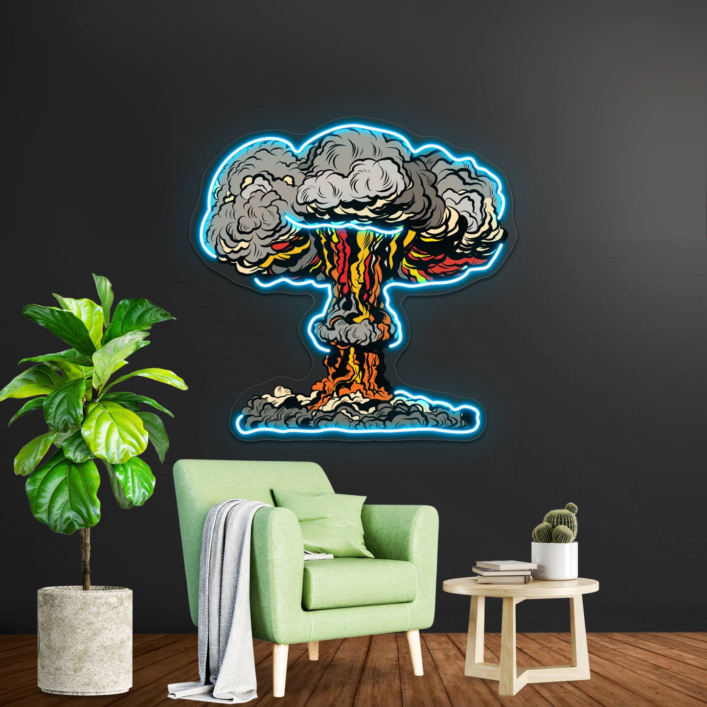 Nuclear Explosion Radioactive Mushroom Pop Artwork Business Led Sign