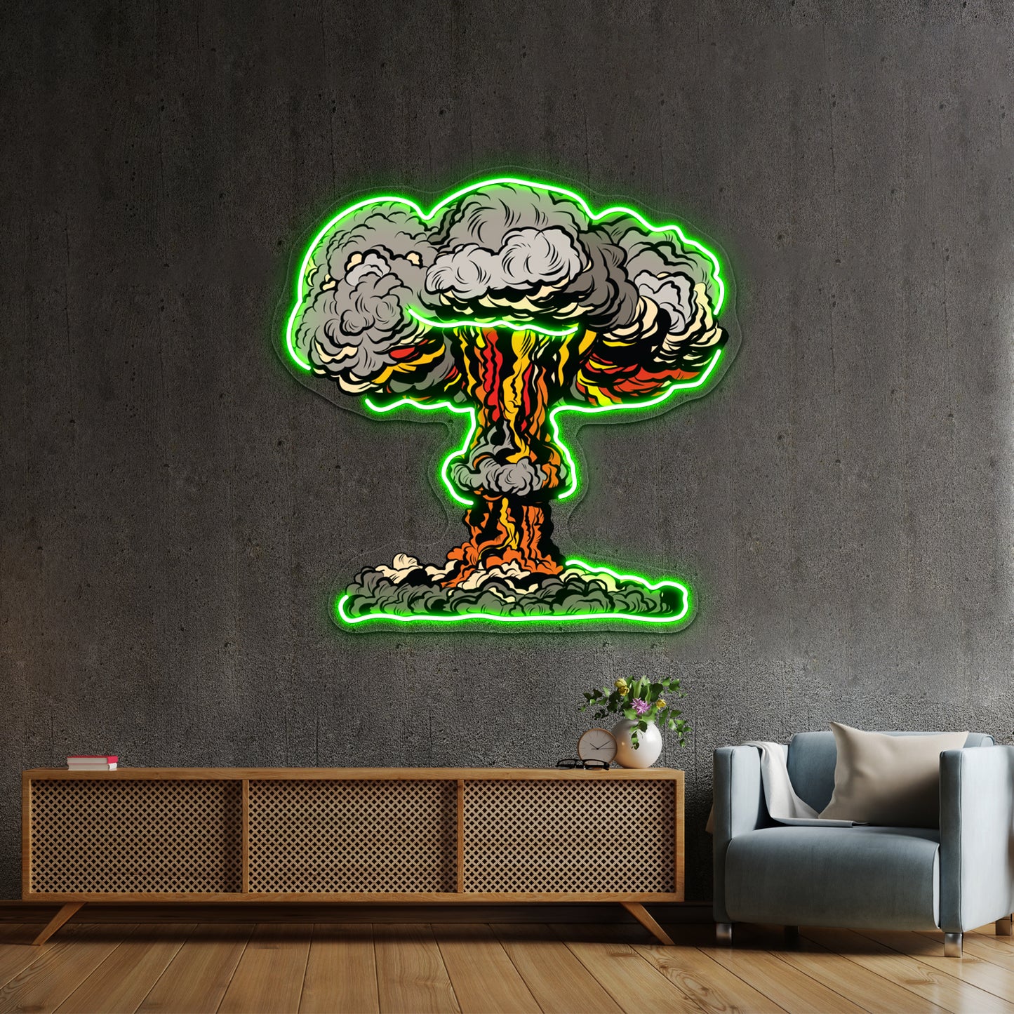 Nuclear Explosion Radioactive Mushroom Pop Artwork Business Led Sign