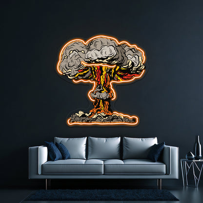 Nuclear Explosion Radioactive Mushroom Pop Artwork Business Led Sign