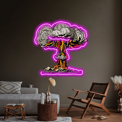 Nuclear Explosion Radioactive Mushroom Pop Artwork Business Led Sign