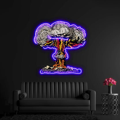 Nuclear Explosion Radioactive Mushroom Pop Artwork Business Led Sign