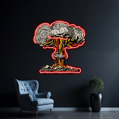 Nuclear Explosion Radioactive Mushroom Pop Artwork Business Led Sign