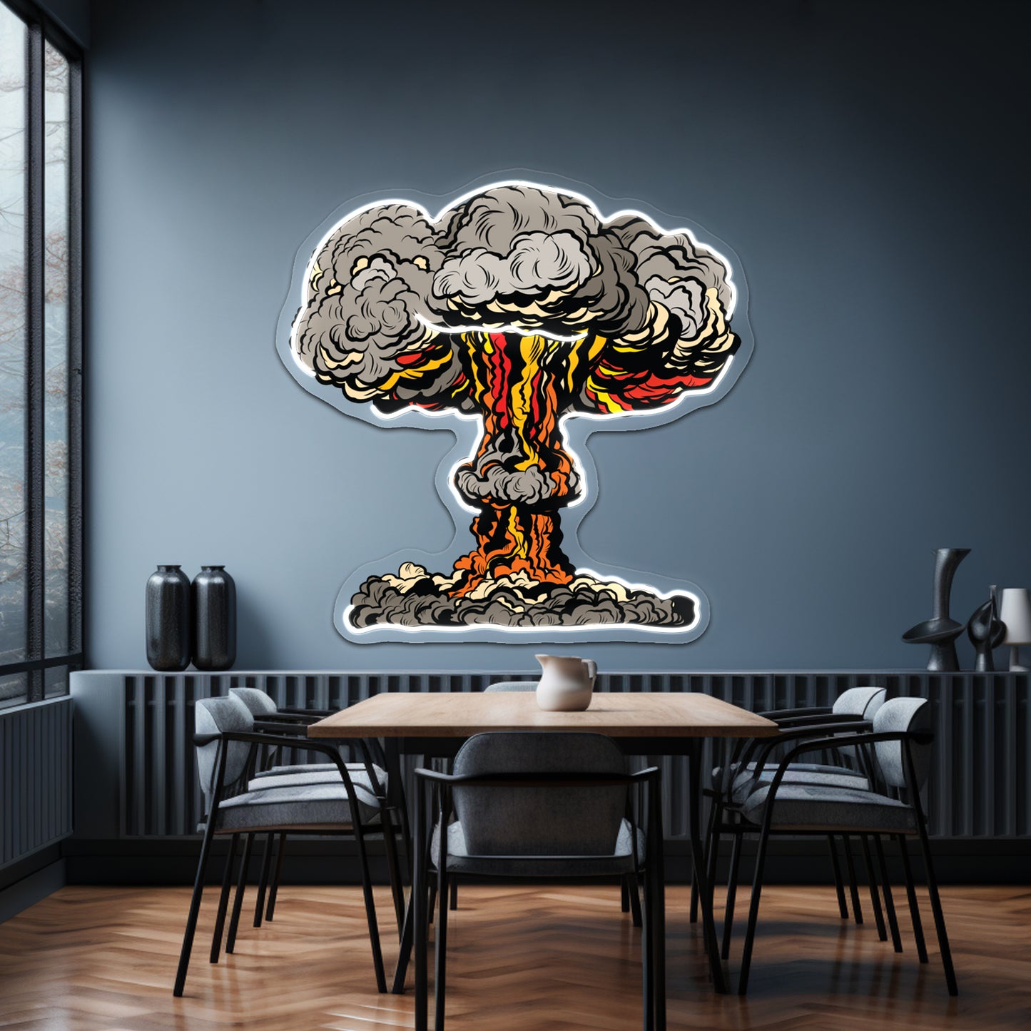 Nuclear Explosion Radioactive Mushroom Pop Artwork Business Led Sign