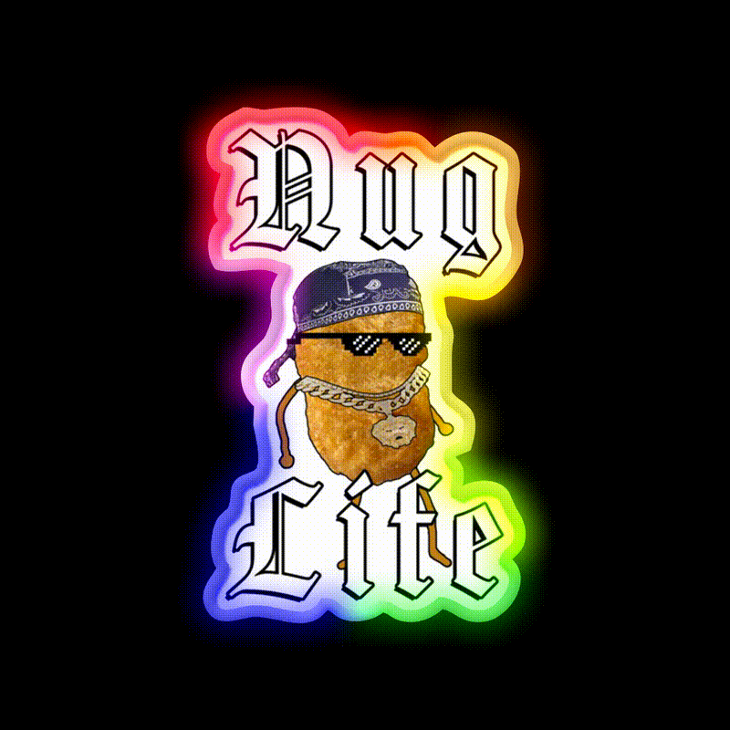 Nug Life Gangster Chicken Nugget Fast Food Led Neon Sign For Burger Place Rgb Color