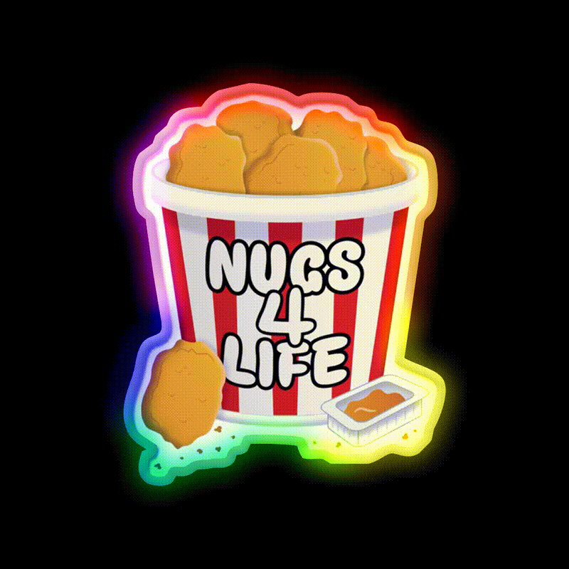 Nugs 4 Life Fast Food Led Neon Sign For Burger Place Rgb Color