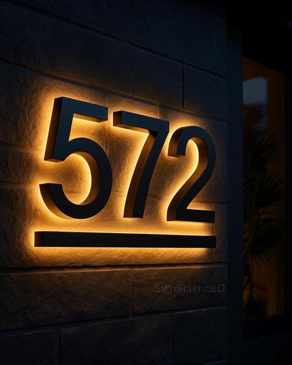 Number 572 Backlit Channel Letters Led Light Sign - Shineneon