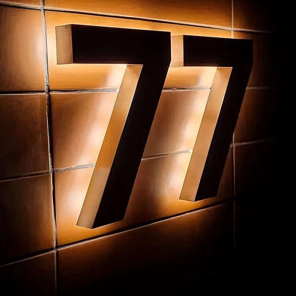 Number 77 3D Metal Backlit Letters Business Led Sign - Shineneon