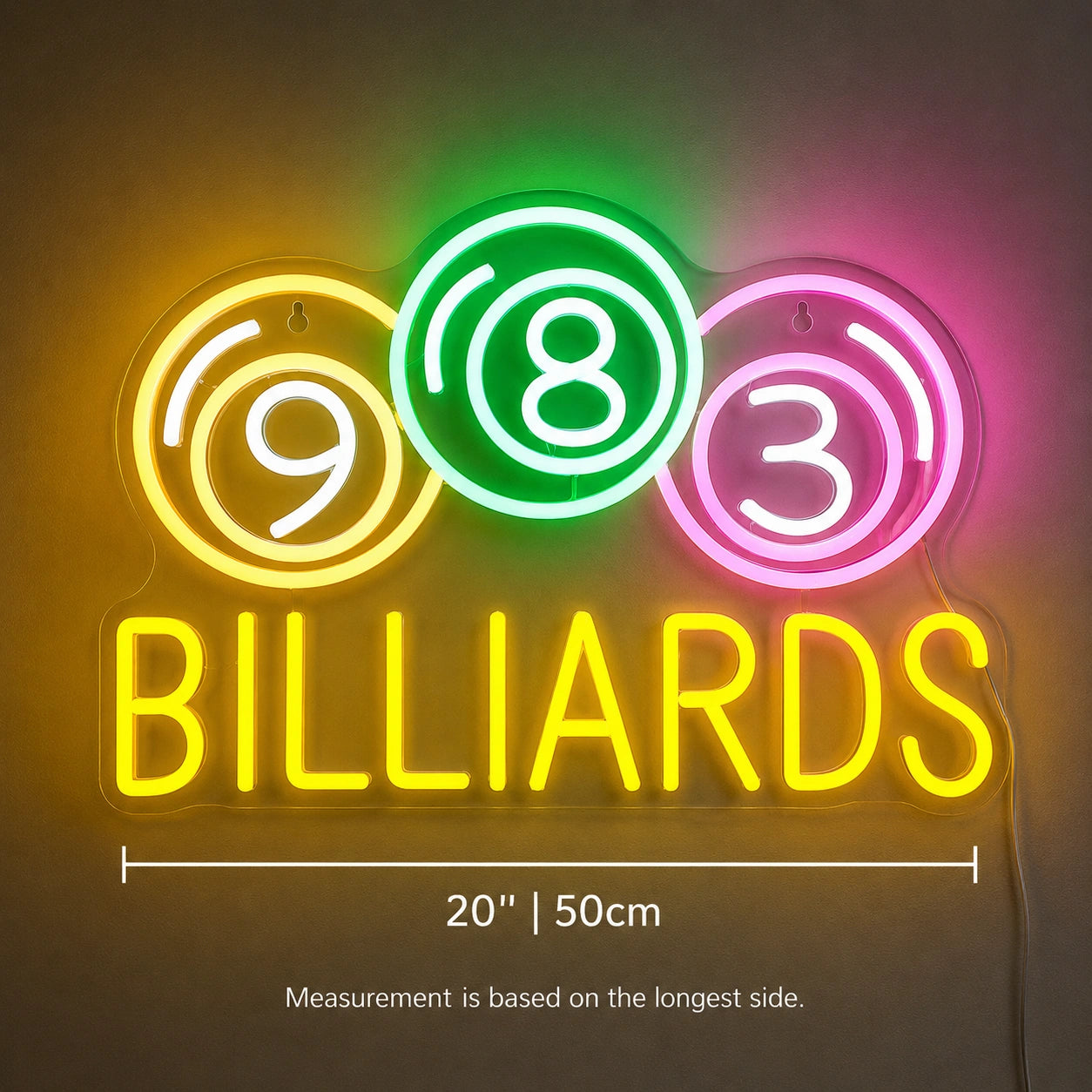Numbered Billiards Balls Neon Sign LED Neon Sign size image